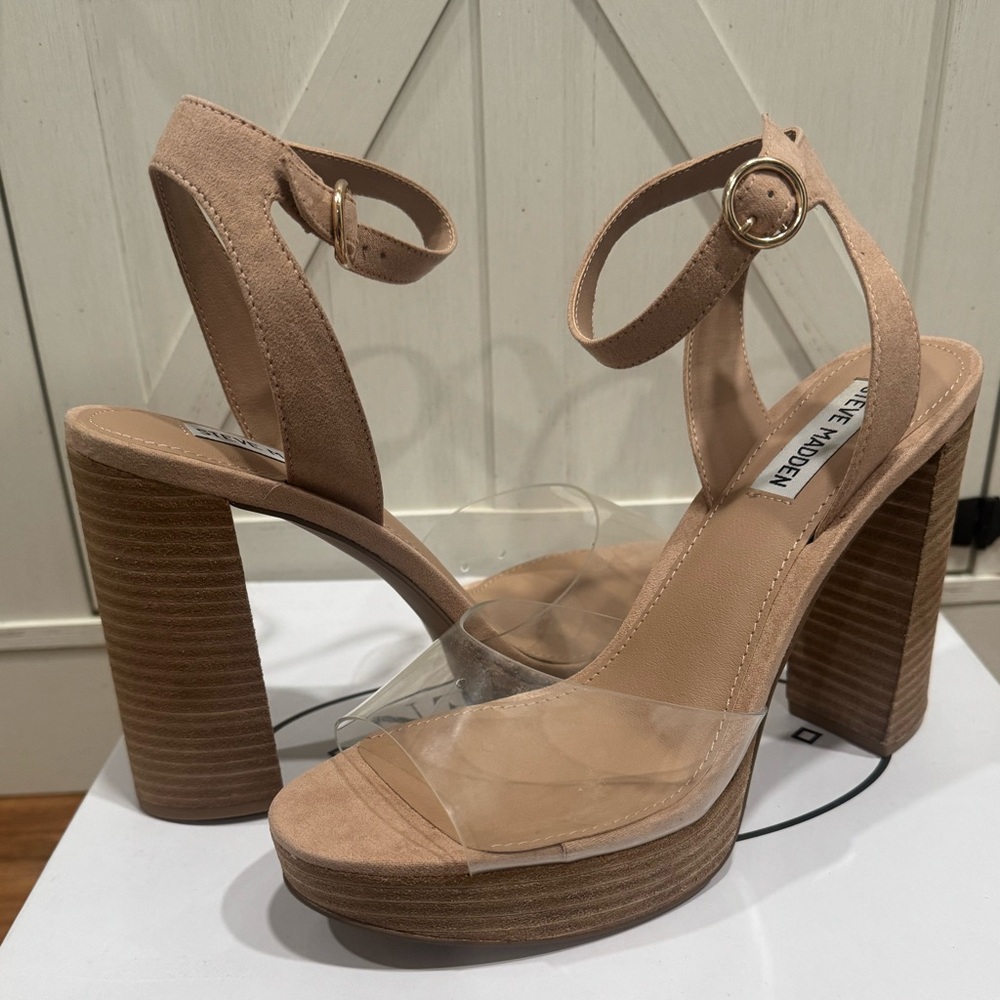 Steve Madden Epic Clear Blocked Heels Womens 9